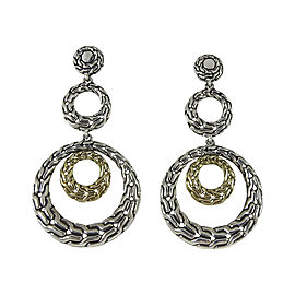 John Hardy Sterling Silver & 18K Yellow Gold Classic Chain Circle Drop Earrings