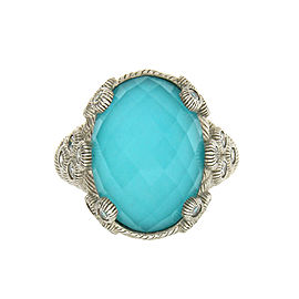 Judith Ripka 925 Sterling Silver Blue Doublet & Diamonique Ring Size 7