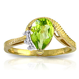 1.52 CTW 14K Solid Gold Love Stems Peridot Diamond Ring