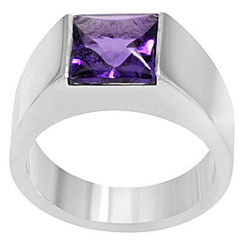 Cartier Tank Ring 18K White Gold Amethyst Size 6.75