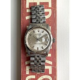 Vintage Rolex Datejust 1601 Automatic 36mm Silver Wideboy Dial Steel Case Watch