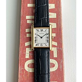 Cartier Tank Louis 18k Yellow Gold Quartz Ref 1140 White Roman Numeral 80s Watch