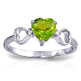 0.96 CTW 14K Solid White Gold Have The Stage Peridot Diamond Ring