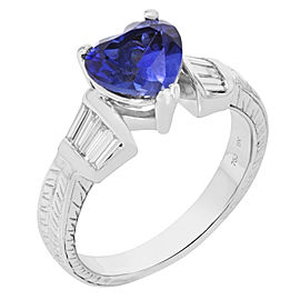 18K White Gold, 14K Rose Gold Sapphire, Diamond Ring Size 6.5
