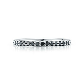 True Black Diamond Pave Stackable Ring 18K White Gold 0.45cts Size 6.5