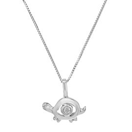 True 18K White Gold Diamond Turtle Pendant Necklace Bliss by Damiani 0.02 Cttw