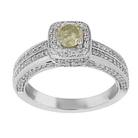 True Fancy Yellow Halo Set Diamond Wedding Enagagmnet Ring 1.92 Cttw