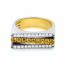 True 18K Yellow White Gold Diamonds Yellow Sapphire Cocktail Ring size 7
