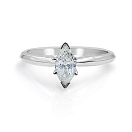 True Marquise Cut Diamond Engagement Ladies Ring 14K White Gold 0.46 Cttw Size 5.75