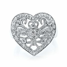 True 14K White Gold Diamond Heart Shaped Ladies Ring 0.50ct Size 8