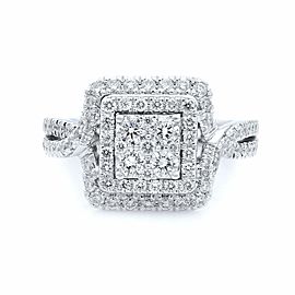 True 14K White Gold Double Halo Engagement Ring 2.00ct Size 6.5