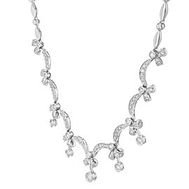 True Diamond 14K White Gold Tennis Wedding Day Ladies Necklace 1.25Cttw