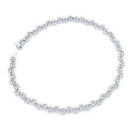 True Floral Motif Diamond Cascade Necklace in White Gold 20.35cts