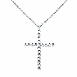 True 18K White Gold Diamond Cross Pendant Necklace 0.21cts