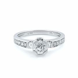 True 14K Gold Diamond Accented Womens Engagement Ring 0.85 Cttw Size 7.25
