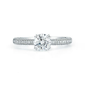 True Round Cut Solitaire Triple Pave Diamond Engagement Ladies Ring Platinum 2.25cts