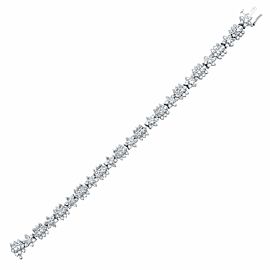 True 14K Yellow Gold Rhodium Plated Diamond Floral Design Bracelet 6.00ct