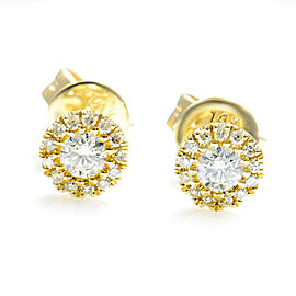 True 14K Yellow Gold Diamond Halo Stud Earrings 0.24cttw