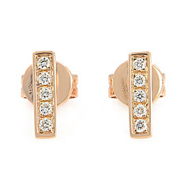 True 14K Rose Gold Prong Diamond Bar Stud Earrings 0.08cttw