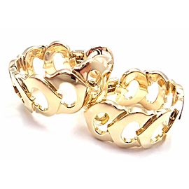Authentic! Cartier 18k Yellow Gold C De Cartier Large Hoop Earrings