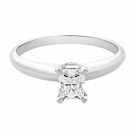 True 14K White Gold Emerald Solitaire Engagement Ring 0.30cttw Size 6.75