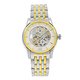 Oris Artelier Skeleton Steel Gold PVD Automatic Mens Watch 734-7670-4351MB