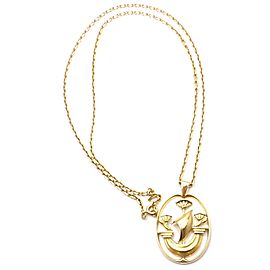 Vintage Authentic Hermes 18k Yellow Gold Ship Pendant Necklace