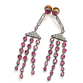Laura Munder 18k Yellow Gold Diamond Pink Sapphire Earrings
