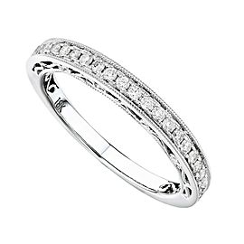 True 18K White Gold Diamond Pave Ladies Ring 0.42cttw Size 6.5