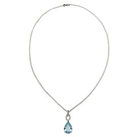 Estate 13.08ct Aquamarine & Diamond 18k 14k Gold Pendant & Chain Necklace