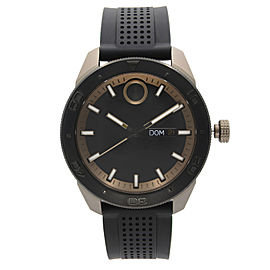 Movado Bold 43mm Steel Day-Date Black Dial Quartz Mens Watch 3600452