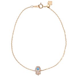 True Diamond Hamsa Bracelet 14k Rose Gold 0.15cttw
