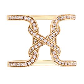 True Diamond Fancy Wide Open Statement Ring 18K Yellow Gold 0.31Cttw SZ 7