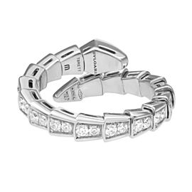 True Serpenti Viper Diamond Ring 18K White Gold 0.59Cttw Size M