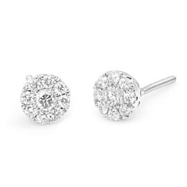 True Diamond Frame Stud Earrings in 14K White Gold 0.44cttw