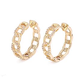 True Chain Link Diamond Huggie Earrings