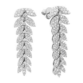 True 1.78Cttw Pave Set Round Cut Diamond Leaf Statement Drop Earrings
