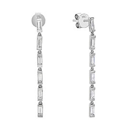 True 0.83Cttw Baguette Cut Diamond Single Line Drop Earrings