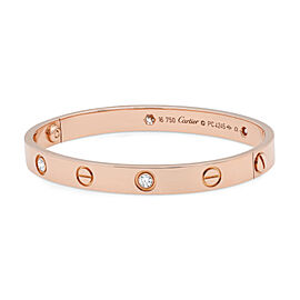 Cartier Love 4 Diamonds Bracelet Bangle 18K Rose Gold Size 16