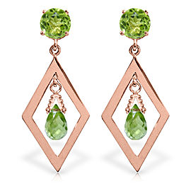 2.4 CTW 14K Solid Rose Gold Peridot Dangling Earrings