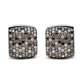 Black Rhodium Plated 18K White Gold 12 5/8 Cttw Multi Color Diamond Square Domed Huggie Hoop Earrings (Brown, Black, G-H Color, SI1-SI2 Clarity)