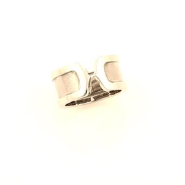 Cartier Double C Logo 18K Yellow Gold Band Ring Size 5.75