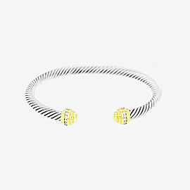David Yurman Cable Classic Bracelet 18k Gold Pave Diamonds, 5mm