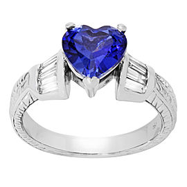 True 18K White Gold 1.25 Cttw Sapphire 0.30 Cttw Diamonds Ring Size 6.5
