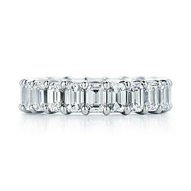 True Platinum Emerald Cut Diamond Eternity Band 5.17 cttw
