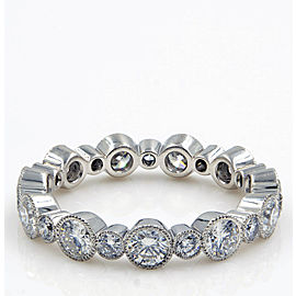 Rachel Koen 1.40cts Platinum Diamond Round Cut Eternity Band Size 6.5