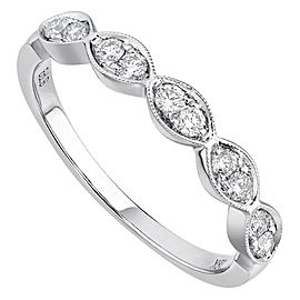 True 18K White Gold 0.25cts Genuine Diamond Pave Ladies Ring Size 6.5
