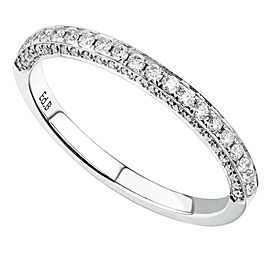 True 18K White Gold 0.30cts Genuine Diamond Pave Ladies Ring Size 6.5