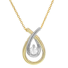 True 14k Yellow Gold Chain 10k Yellow & White Gold Pendant Diamond Necklace 0.15ct