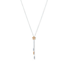 True 18K Yellow White Gold Diamond Flower Pendant Necklace